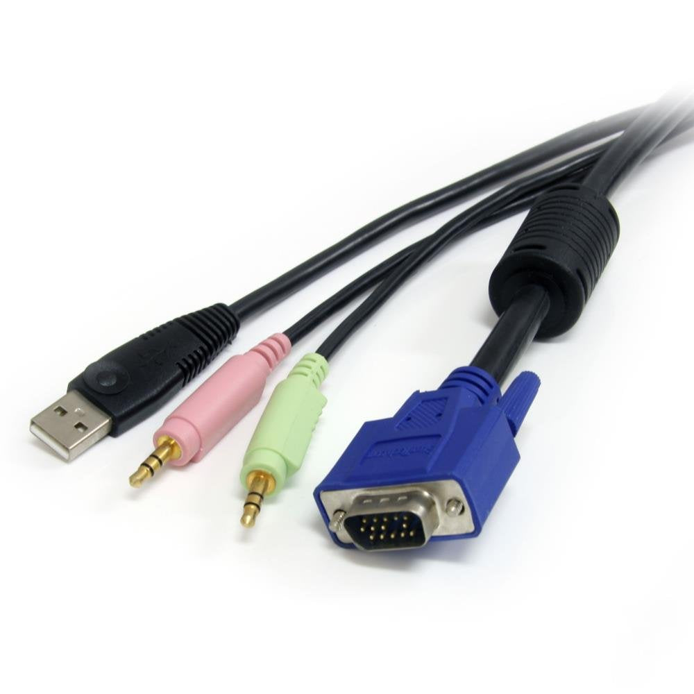 StarTech.com 10 ft 4-in-1 USB VGA KVM Cable with Audio and Microphone - VGA KVM Cable - USB KVM Cable - KVM Switch Cable (USBVGA4N1A10), Black