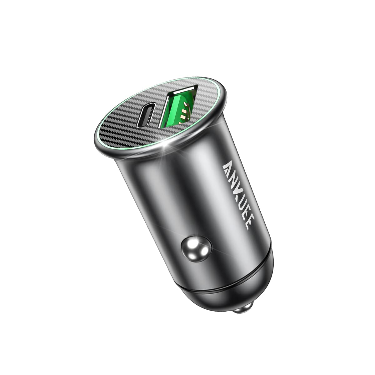 ANKUEE USB-C Car Charger Adapter, Dual Ports Fast Charging PD 60W + QC3.0 30W Mini All-Metal Cigarette Lighter USB Charger Universal for iPhone13/Pro