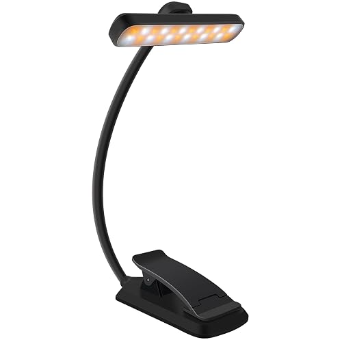 karidi Rechargeable 24 LED Book Light for Reading, 360° Flexible Gooseneck, 5 Color Tones, Clip-on for Books/Tablet/Bed, USB-C, 80H Glare-Free Eye