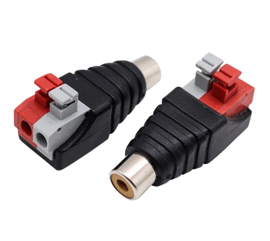Haokiang 2-Pack Speaker Phono RCA Female to 2 Screw Terminal Strip Audio Video Spring Press Type Balum Connector Adapter (RCA F/AV F)
