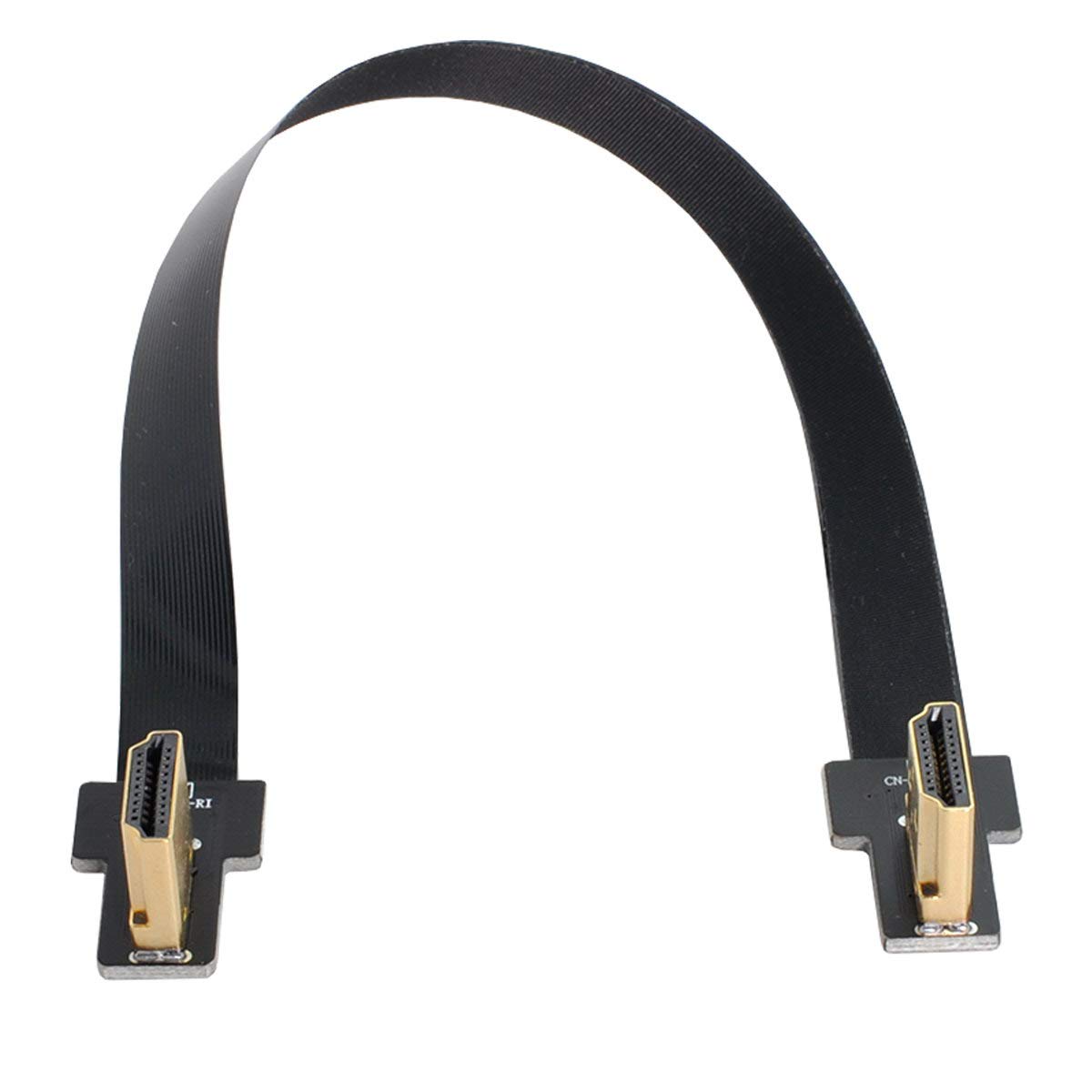 xiwai CYFPV Dual 90 Degree Right Angled HDMI Type A Male to Male HDTV FPC Flat Cable for FPV HDTV Multicopter Aerial Photography (0.8M)
