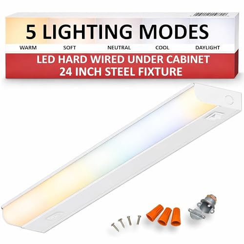 Lighting Labs Heavy-Duty Steel Hardwired Under Cabinet Light, 24 in., 5 CCT Selectable (2700K-5000K), True Replacement for Built-in Fixtures, Wide