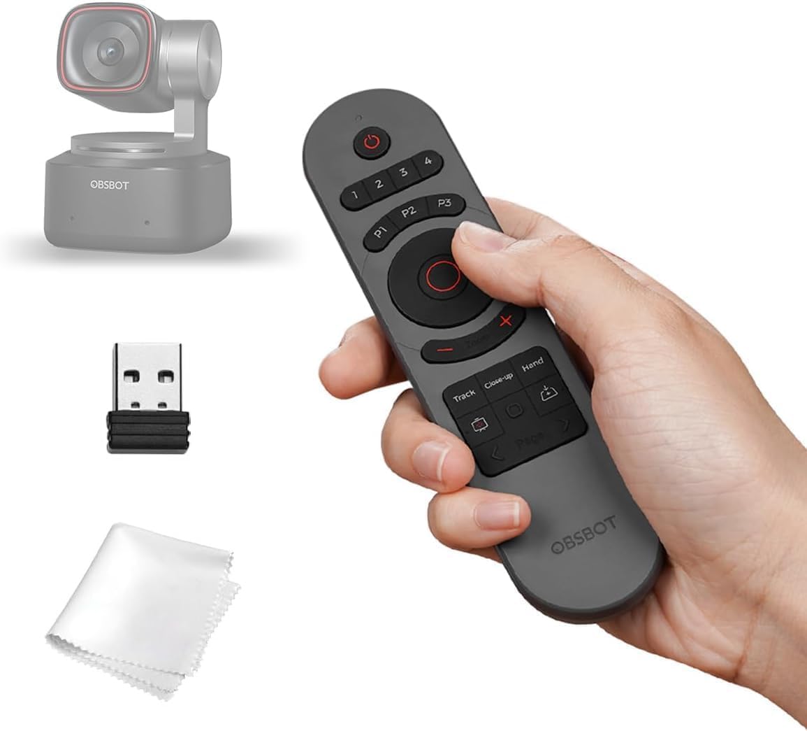 OBSBOT Tiny Smart Remote 2, Smart Remote for Tiny 3 Lite/Tiny 3/Tiny 2 Lite/Tiny 2/Tiny 4K/Tiny 1080P/Tiny SE Webcam and UVC to HDMI Adapter 2nd Gen