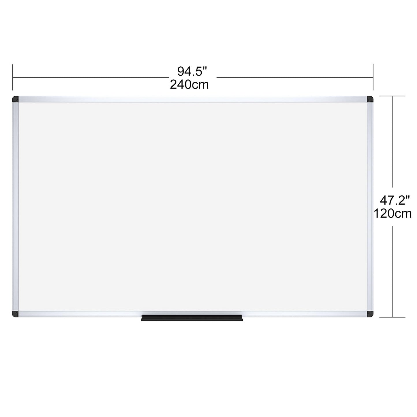 VIZ-PRO Dry Erase Board/Magnetic Whiteboard, 96 x 48 Inches, Large Wall Mounted Board for School Office and Home 8' x 4'