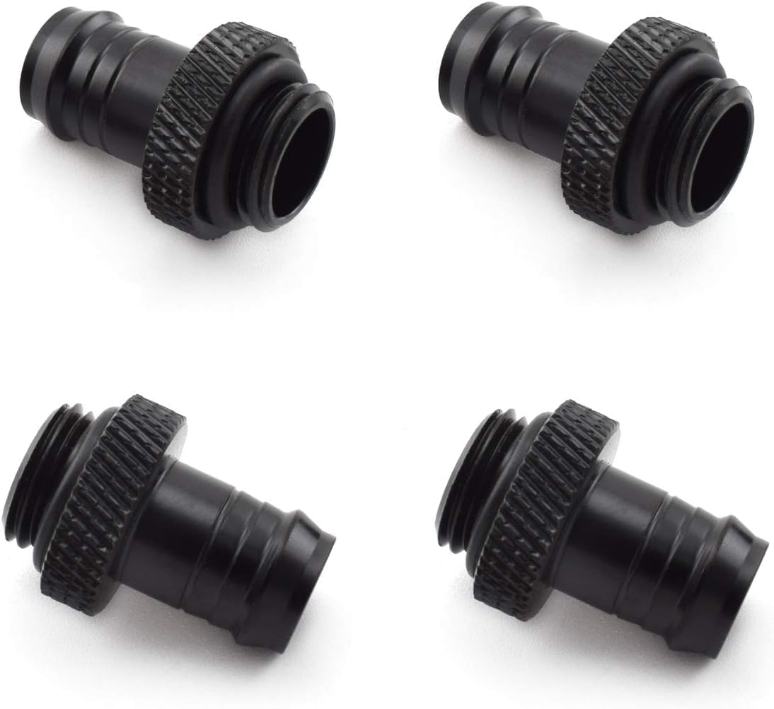 dracaena.io 12 Pack of G1/4" thread to 3/8" Barb Fitting for Soft Tubing, PC Water Cooling System Soft Tube Connectors, Black