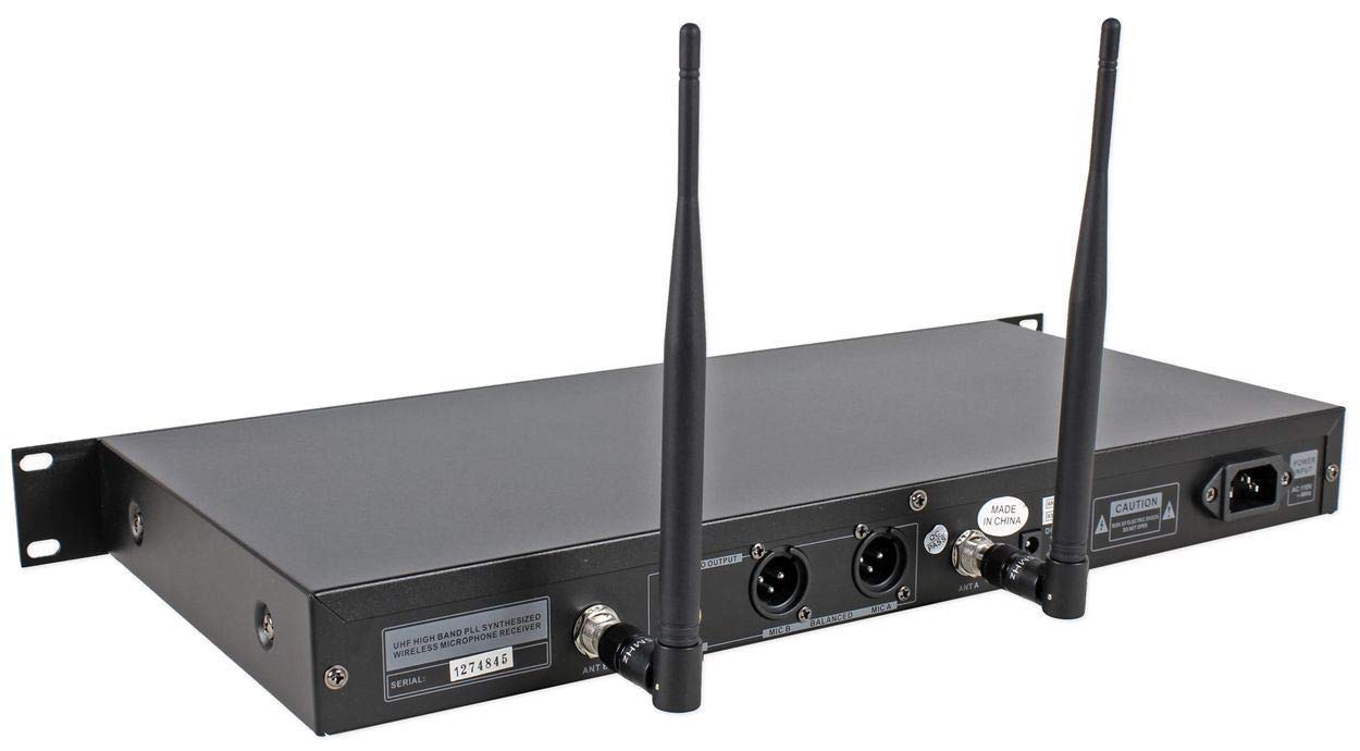 Technical Pro WM1201 Professional 2-Channel UHF Dual Wireless Microphone System