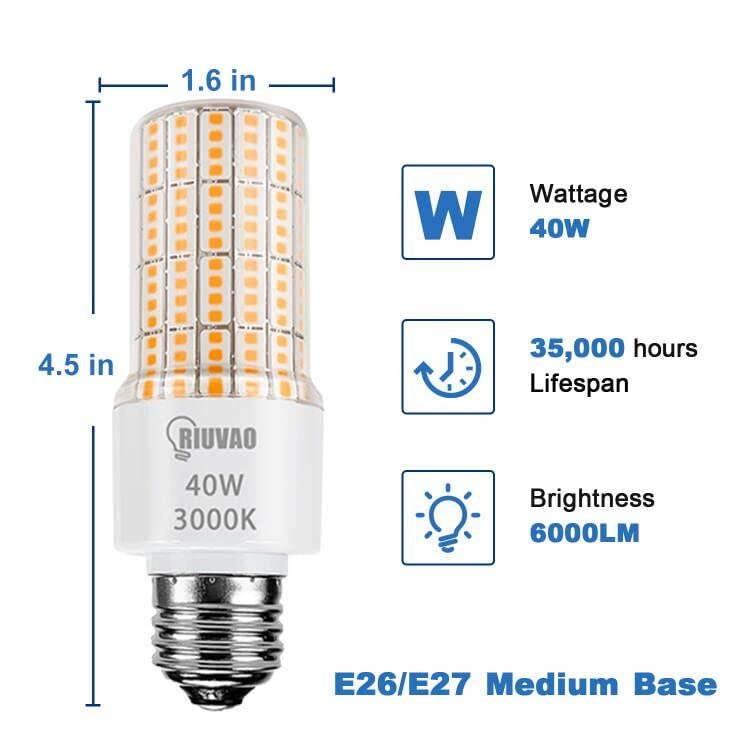 Led corn Light Bulbs 300W Equivalent Super Bright 5000Lm 3000K Warm White led Light Bulb E26/E27 Medium Base 40w Waterproof Led Bulb for Outdoor