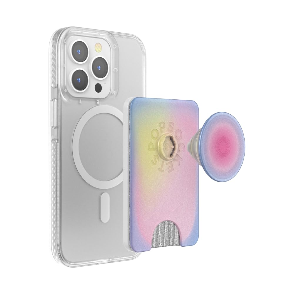 PopSockets Phone Wallet with Expanding Grip and Adapter Ring for MagSafe®, Phone Card Holder, Wireless Charging Compatible, Wallet Compatible