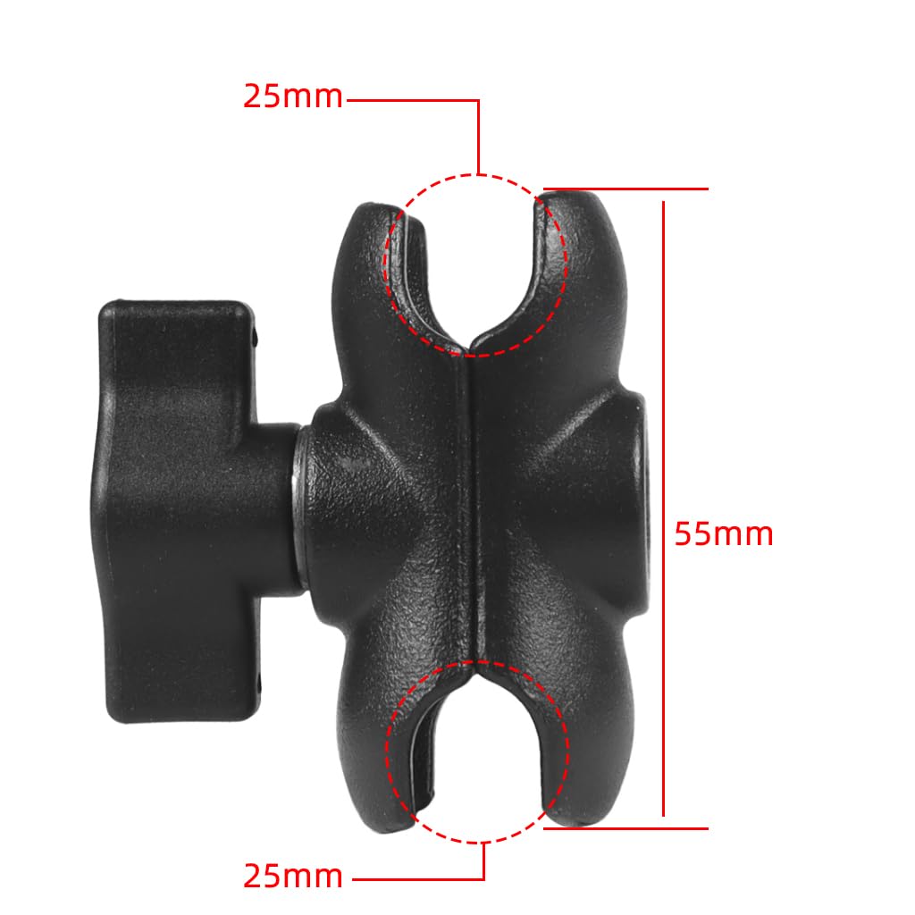 NovelGoal Aluminum Alloy Double Socket Arm for 25mm/1'' Ball Head Holder Mount Clamp Compatible with RAM Bicycle Motorcycle Camera Extension Arm 5.5CM