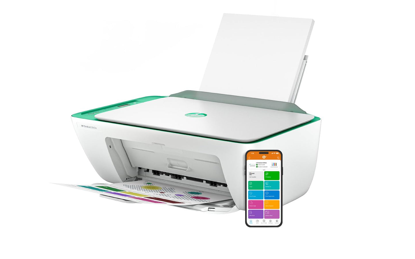 HP DeskJet 2842e All-in-One Printer with Bonus 3 Months of Instant Ink (Aurora Green)