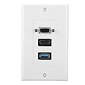 Zopsc USB VGA Wall Socket Panel Wall Mount Panel Adapter with Mounting Screws for Easy Installation