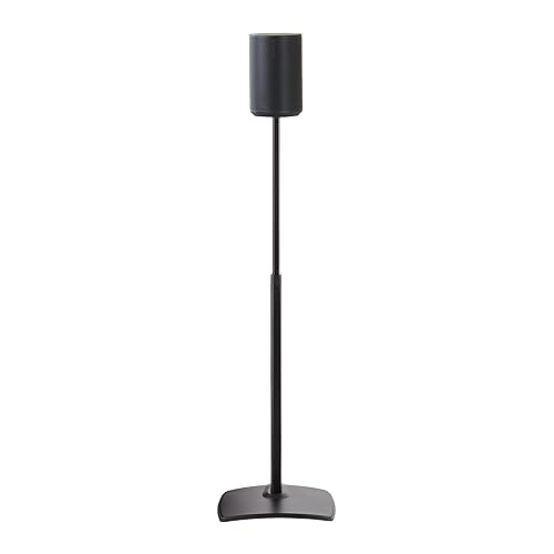 Sanus Speaker Stand for Sonos Era 100 Speakers - Height Adjustable Single Stand w/Easy 3 Step Install - Includes Rubber Feet & Carpet Spikes - Black
