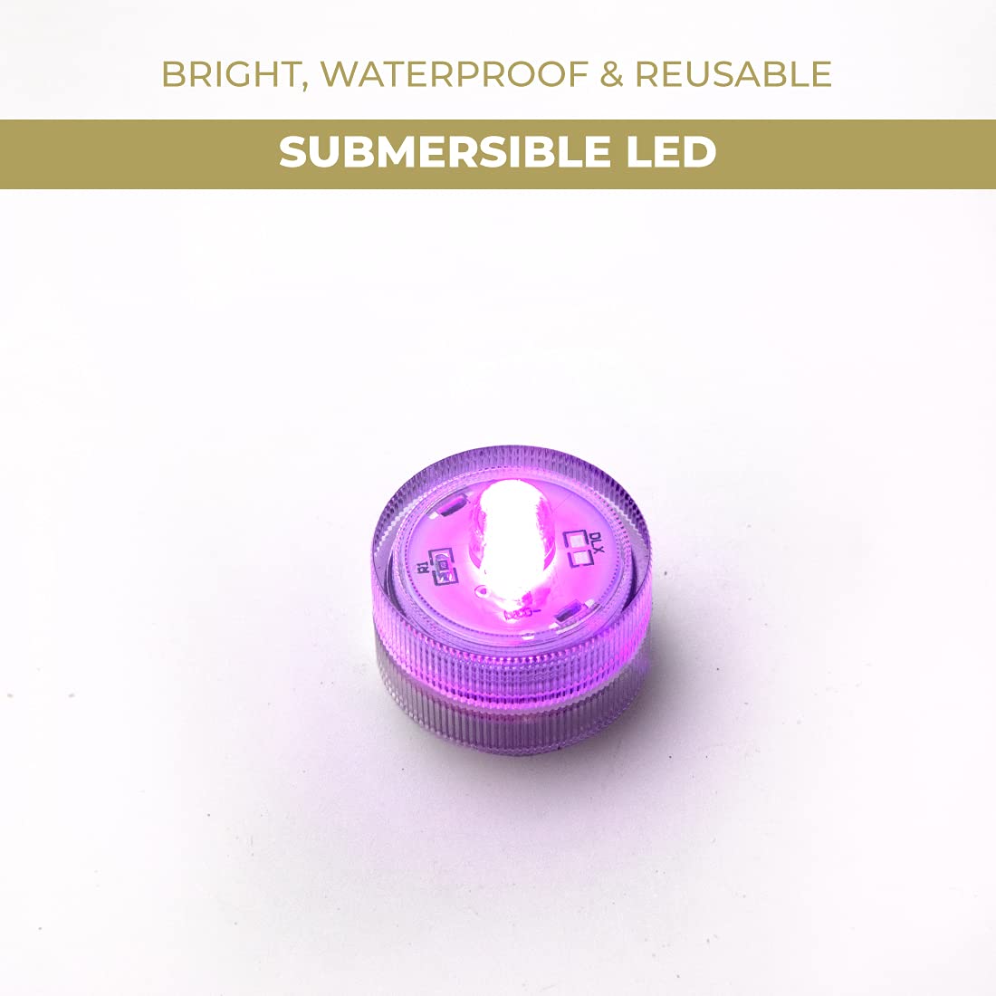 LumaBase Submersible Battery Operated LED Lights, Pink - Set of 12