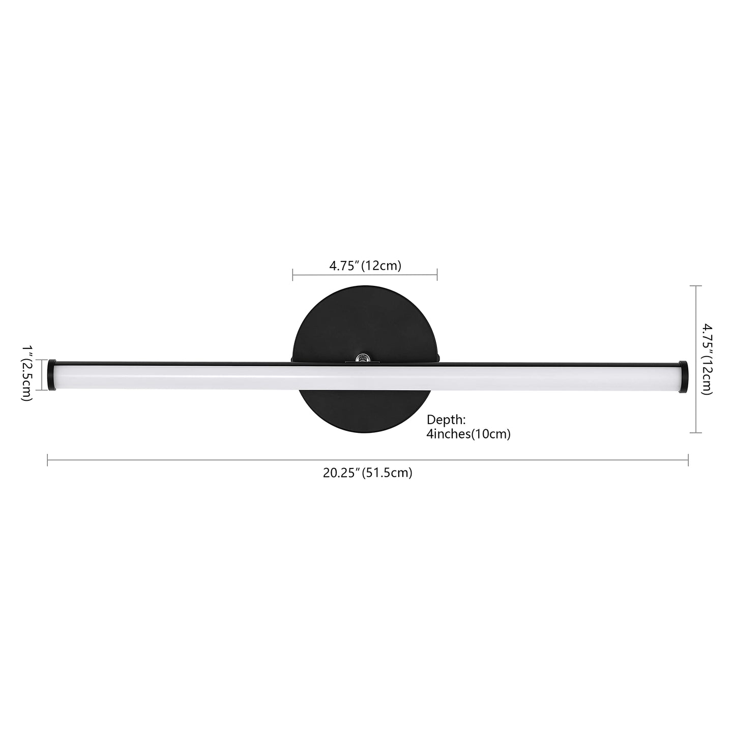JONATHAN Y 20.25" Black 1-Light Aluminum Integrated LED Vanity Light, 360-Degree Rotatable Modern Industrial Wall Sconce for Bathroom Mirror, Dimmable