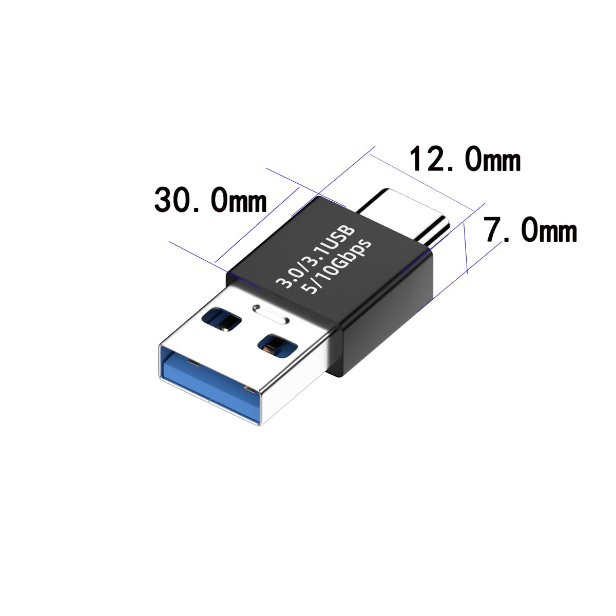 rgzhihuifz USB 3.1 Male to USB C Male Adapter USB A to USB C Connector 10Gbps, Compatible with Mobile Phones, Computers, Notebook Computers, Black【3…