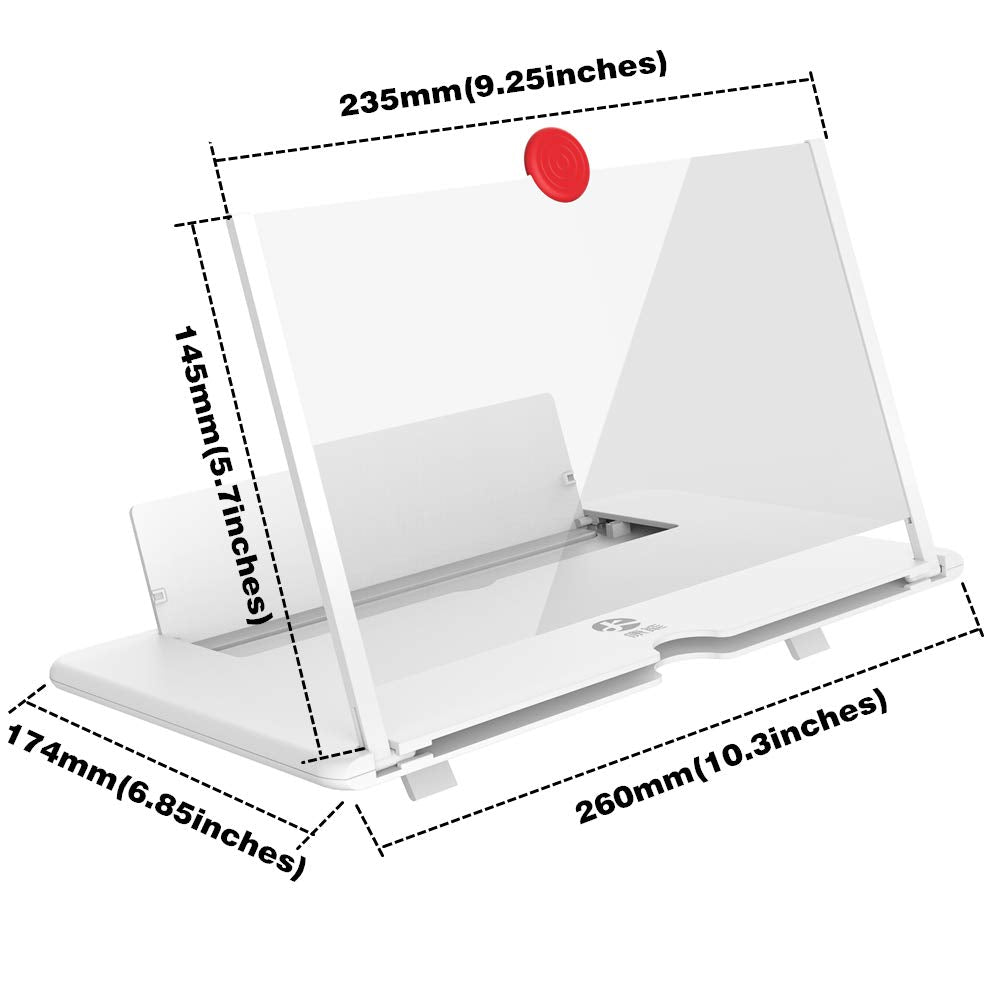 3D Screen Magnifier Amplifier, HD Amplifier Projector for Movies, Videos and Games. Foldable Phone Stand with Screen Amplifier for All Smartphones