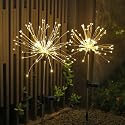 2 Pack Solar Garden Lights, 120 LED Solar Firework Lights Outdoor, Decorative Stake String Lights for Walkway Backyard Pathway Patio Christmas Wedding
