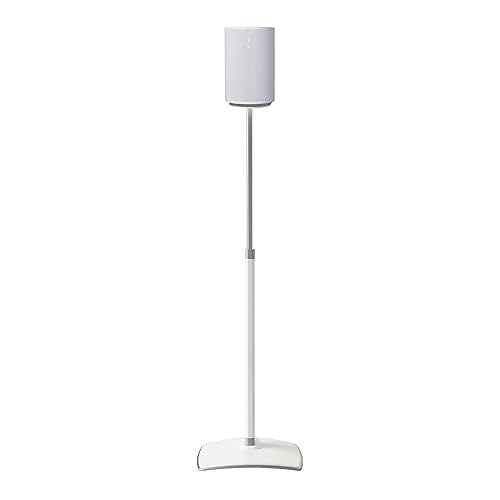 Sanus Speaker Stand for Sonos Era 100 Speakers - Height Adjustable Single Stand w/Easy 3 Step Install - Includes Rubber Feet & Carpet Spikes - White