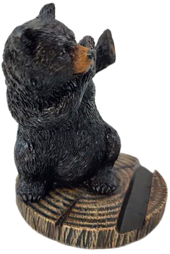 The Bridge Collection 5" Black Bear Cellphone Stand - Black Bear Decor for Cabin, Mountain, Camping Decor for Home- Phone Stand