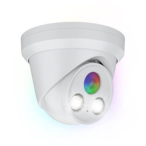 5MP Full Color PoE IP Camera, 2.8mm Lens 118° Wide Angle, F1.0 Aperture, 98.4ft Full Color Night Vision, Human/Vehicle Detection, Built-in Mic, Metal