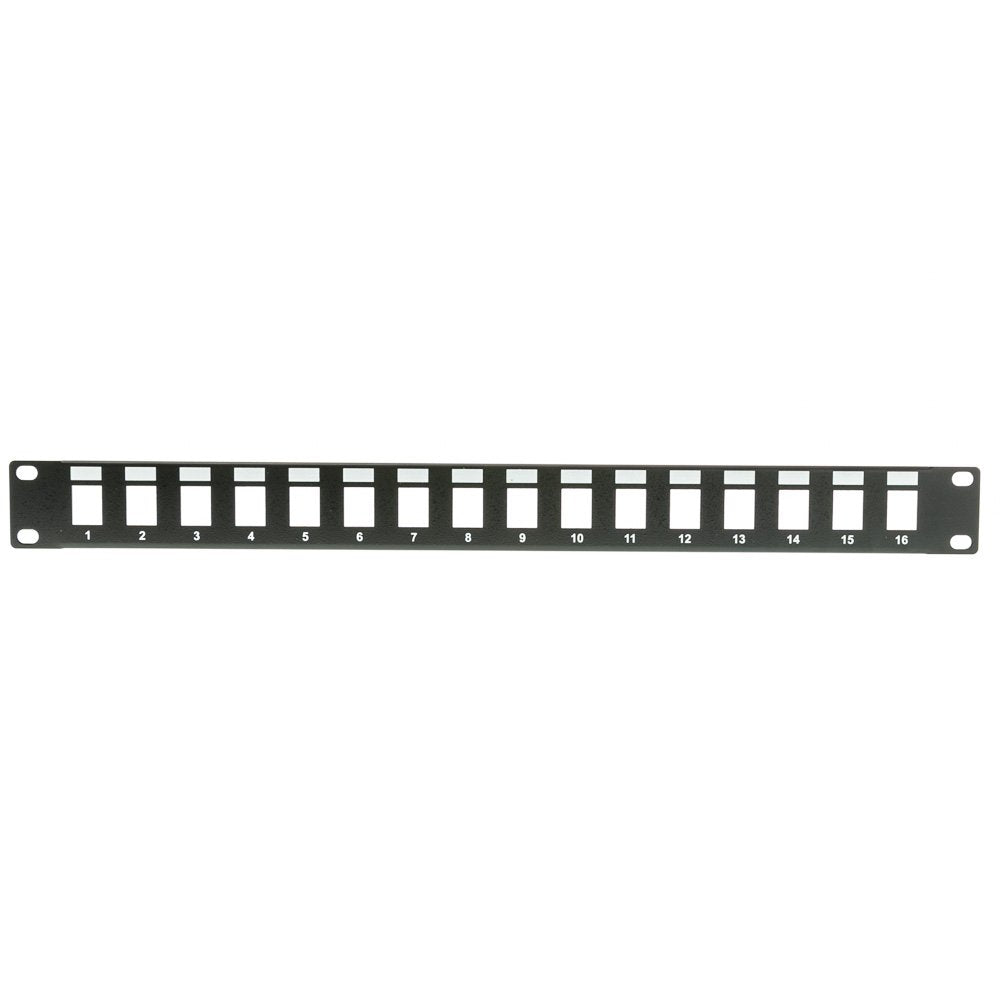 CableWholesale 1U Rackmount Keystone Rack Panel, 16 Port Blank Keystone Patch Panel, 19 Inch, 1 Unit