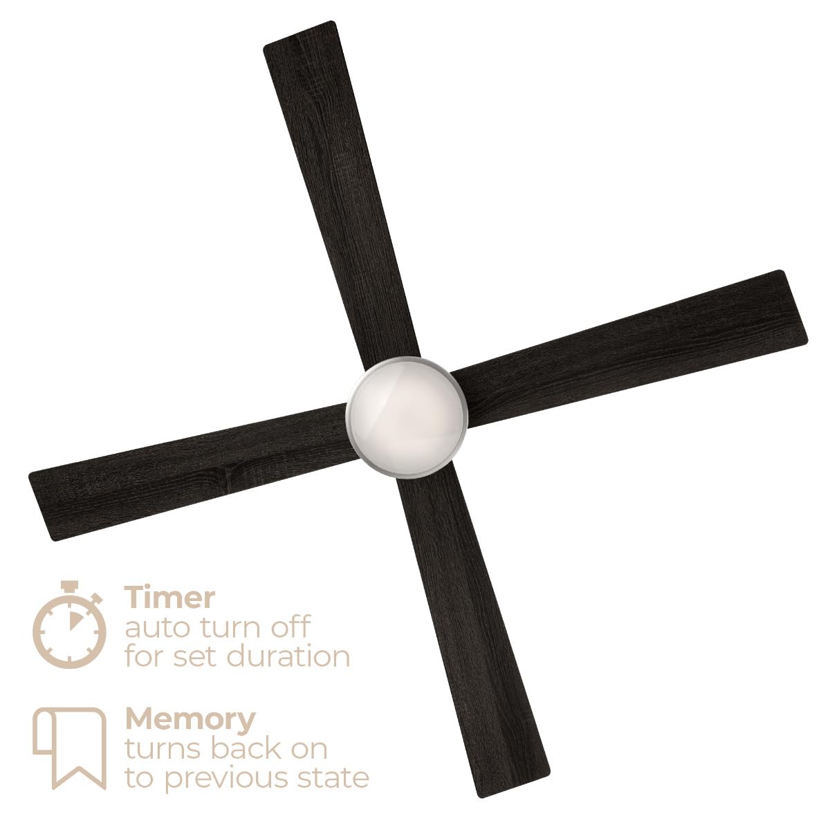 Santorini 4-Blade 52in Smart Indoor or Outdoor Ceiling Fan 2700K-6000K CCT Tunable Range LED Light Kit in Brushed Nickel with Reversible Black