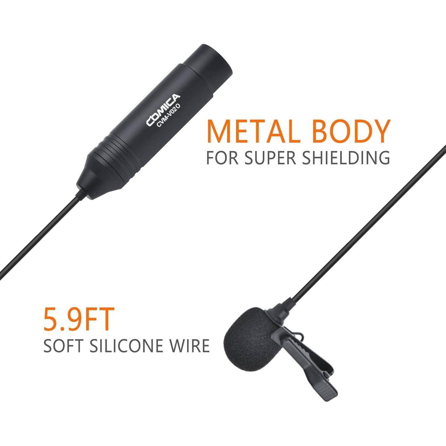 comica XLR Lavalier Condenser Microphone,CVM-V02O Omnidirectional Lapel Lavalier Microphone,Clip on Mic Interview Kit for Recorder Mixer camcorders