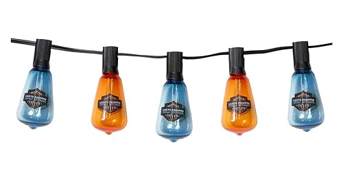 Harley-Davidson Vivid Bar & Shield LED String Party Lights, Orange & Blue