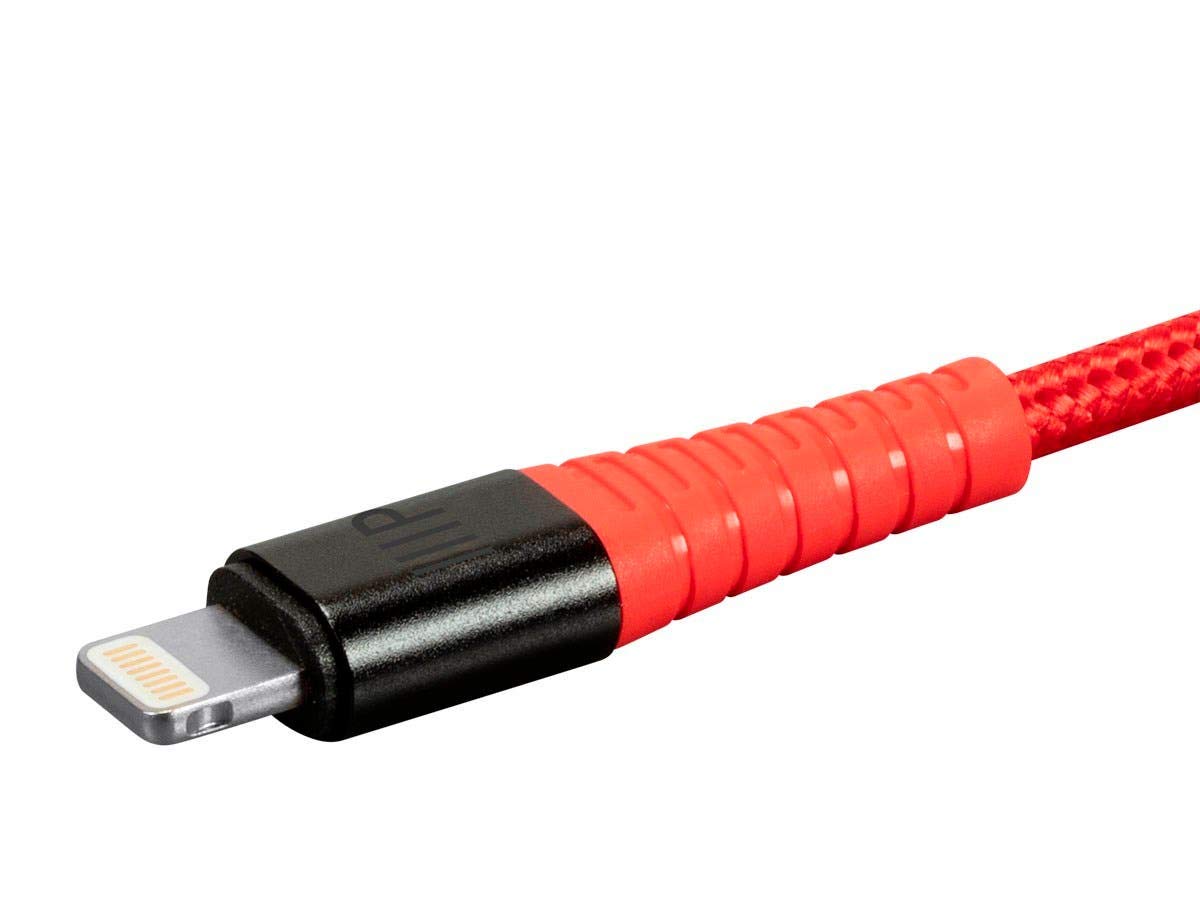 Monoprice Ultra Durable Nylon Braided MFi Certified Lightning to USB-A Charging Cable, 3 Feet, Red - Premium Series (Pack of 1)