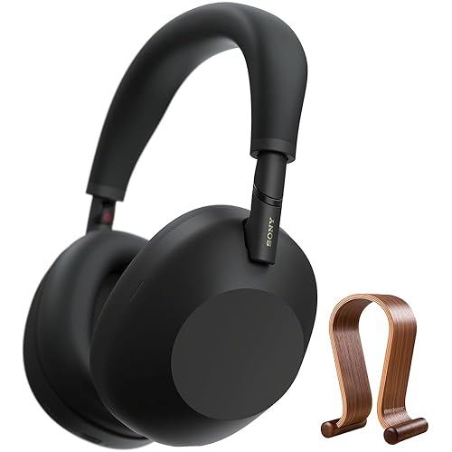 Sony WH-1000XM6/B Best Wireless Noise Canceling Headphones Black Bundle with Deco Gear Wood Headphone Display Stand Secure Tabletop Holder/Gaming…
