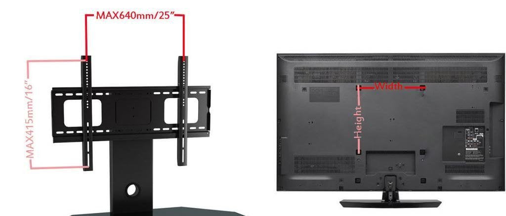 2xhome TV Stand Integrated TV Stand & Shelf Modern Black Glass Wall Swivel Tier Shelves Base Slim Fit Furniture 30" - 60" TV 38 40 42 43 47 50 55 60