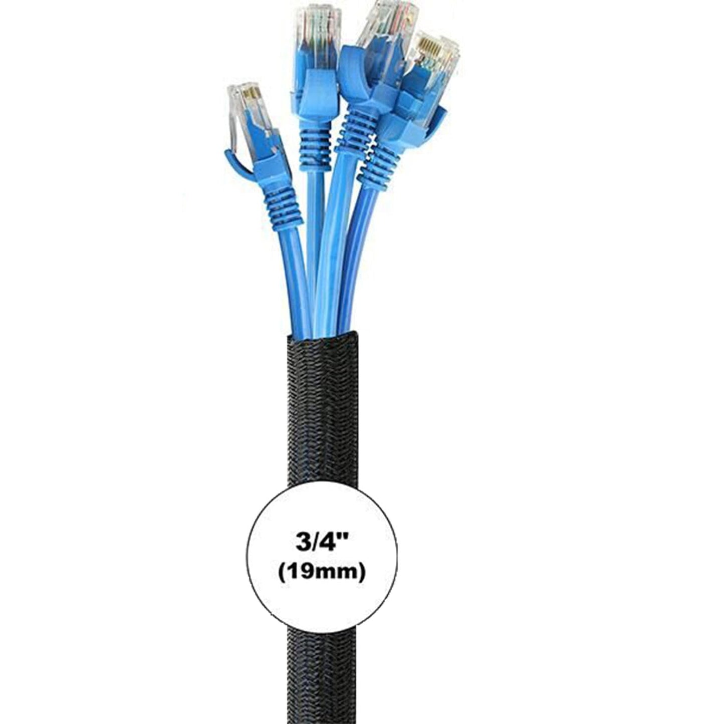 2pcs 5ft-3/4inch Black/White Cable Sleeve - Protects Cords from Pets & Organizes Wires - Modern Style - Polyester Material - Flame Retardant - Easy