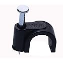 Mini Skater 7 mm Diameter Circle Ethernet Nylon Wire Cable Clips Clamps with Steel Nail, 100pcs/Pack?7mm,Black?