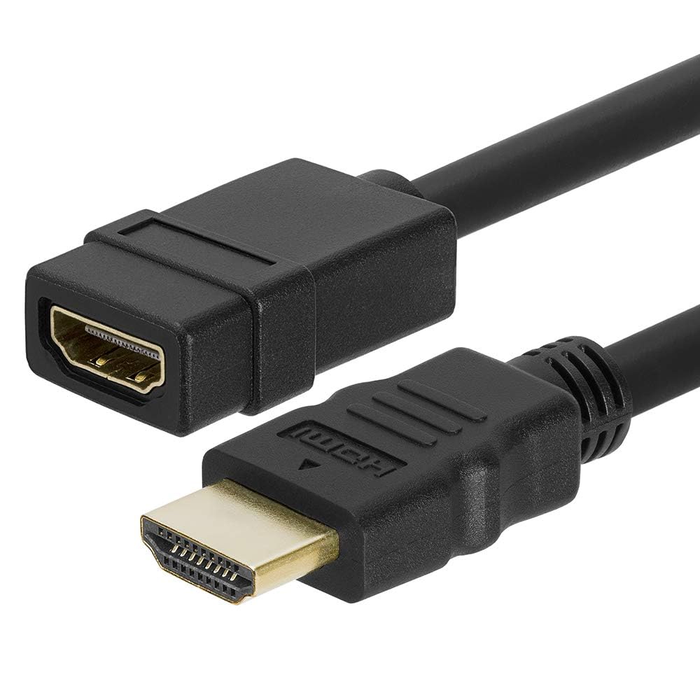 Cmple - HDMI Extension Cable 1.5 ft Male to Female HDMI Adapter Cord 4K@60Hz 2150p 1080p 3D Audio/Video Extender Compatible with Laptop, Gaming PC