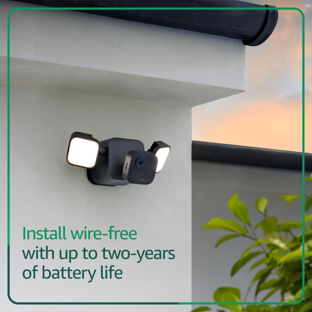 Blink Outdoor 4 Floodlight Camera - Wireless smart security camera, 700 lumens, two-year battery life, enhanced motion detection, Sync Module Core