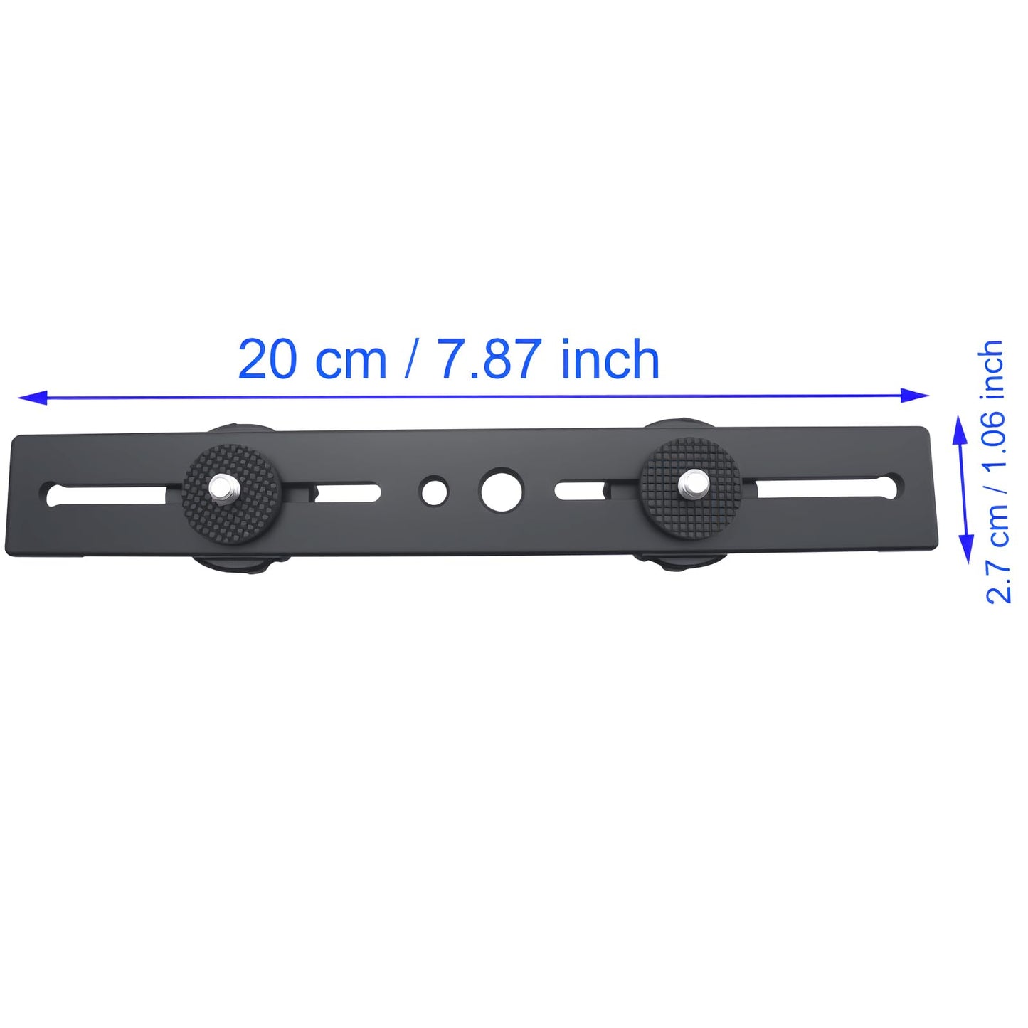 SYCZIOHU Dual Camera Flash Mount Bracket 20CM Tripod Mount Extension Bar with 1/4'' Screw Hot Shoe Mount for Fill Light and SLR Camera (Black)