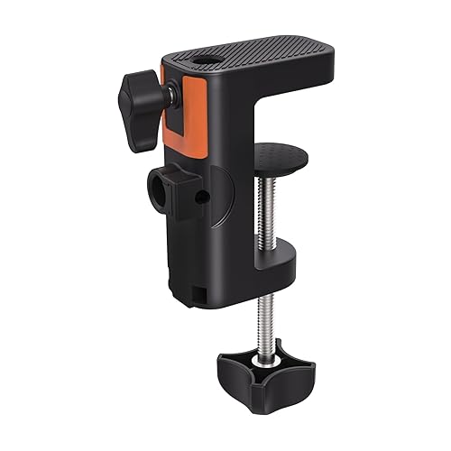 LILANZo Table Clamp Mount for Microphone Stand, 2-in-1 Mic Boom Arm Clamp Table C Clip for Desktop Overhead Camera Tripod Mic Stand Lamp Base, Fits Up