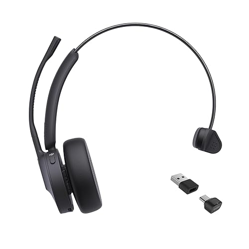 Yealink BH70 Mono Teams Wireless Headset with Mic for Work, Microsoft Teams Certified Bluetooth Headphone for 35h Calling, 91g All-Day Wearing