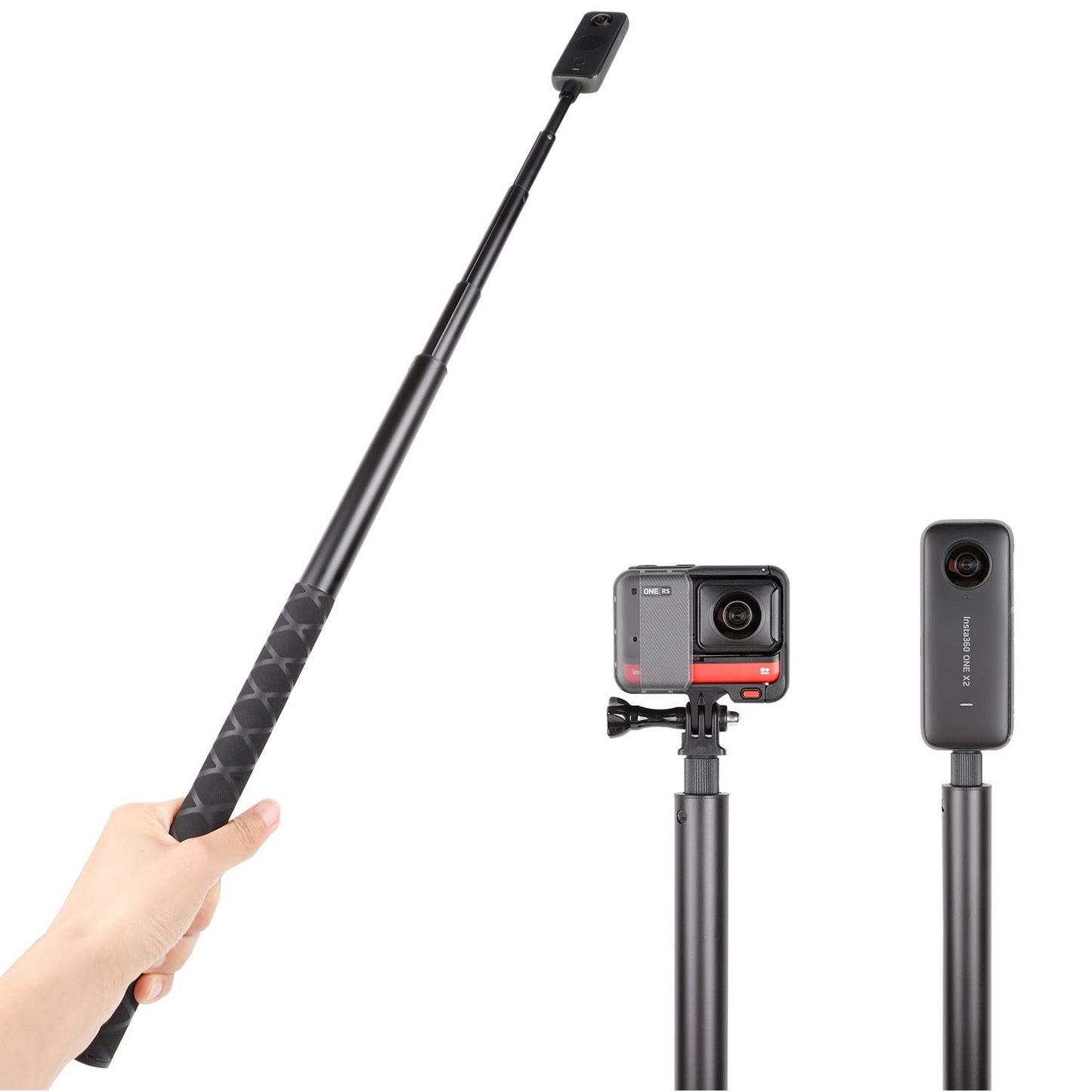 PellKing Long 77inch Invisible Selfie Stick for Insta360 ONE X5,X4, X3, X2, X, Insta360 ONE R, RS, DJI OSMO 360,GoPro Max, Insta 360 Camera 1/4"