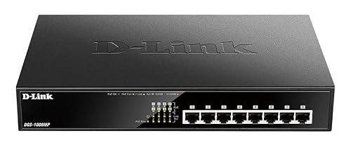 D-Link DGS-1008MP 8-Port Gigabit Unmanaged Metal Desktop Switch with 8 PoE+ Port - Up to 30 W per Port with 125 W PoE Budget