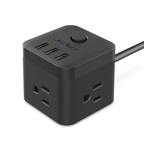Power Strip with USB, Outlet Strip JSVER USB Power Strip, Power Strips 3 USB Ports 3 Outlets, 4.92ft Power Extension Cord for iPhone Xs/XR/X/8