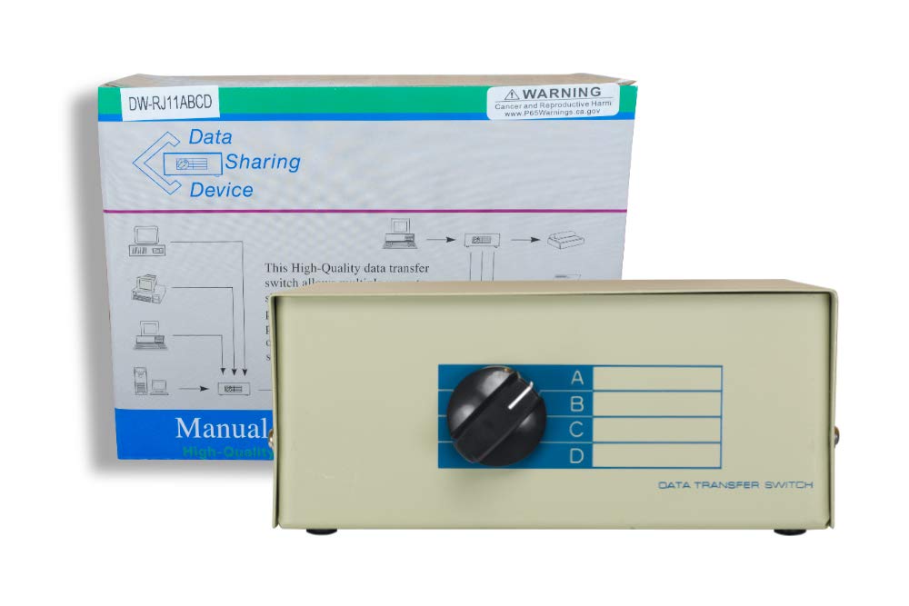 Cablelera ZDMNEEA7-4 4-Way RJ11 Female ABCD Manual Data Switch