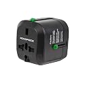 Monoprice Compact Cube Universal Travel Adapter, Supports International Power Outlets, Black