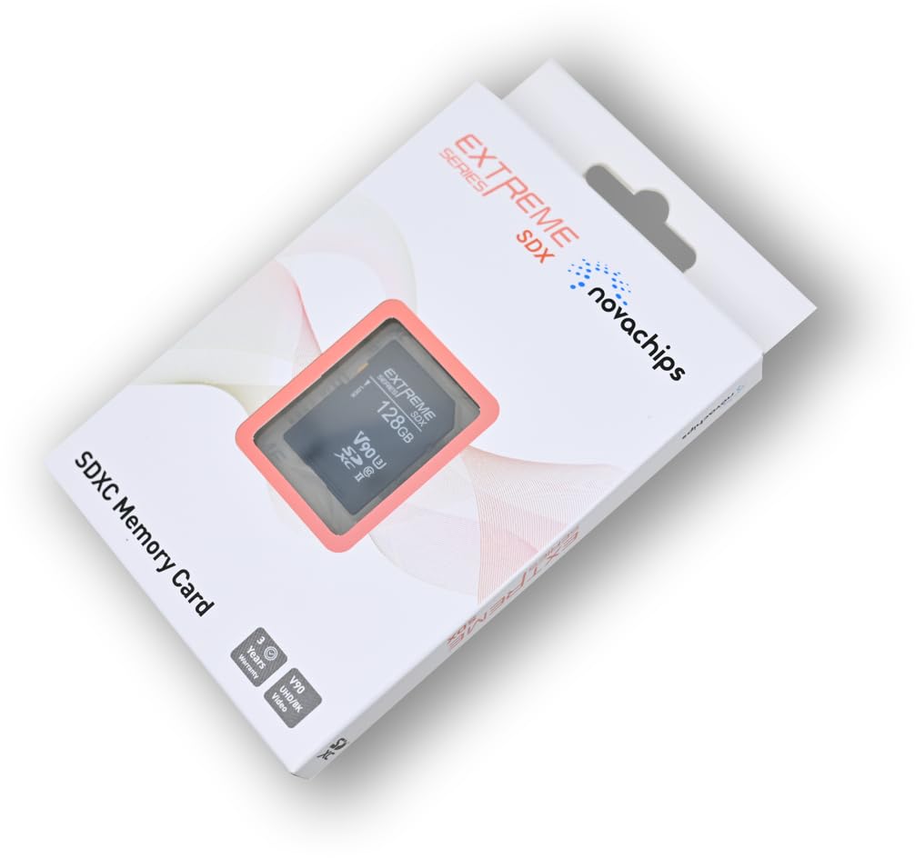 Novachips 128GB Extreme SDXC V90 UHS-II Memory Card - Nikon/Panasonic/Canon/Sony/Fujifilm (NP467C128GZX3)