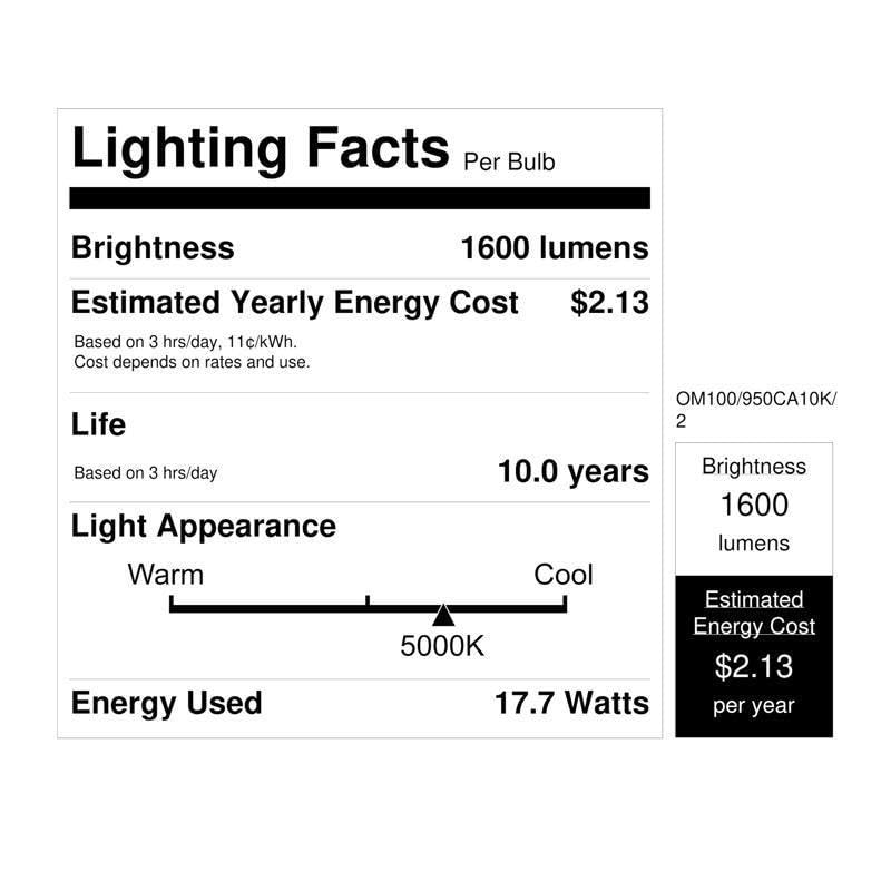 Feit Electric Enhance A21 E26 (Medium) LED Bulb Daylight 100 Watt Equivalence 2 pk