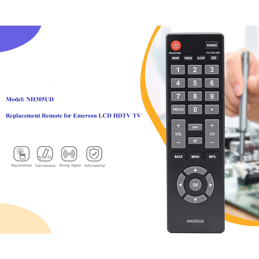 Replacement Remote Control for Emerson TV LF501EM4 LF501EM4F LF501EM5F LF501EM6F LC320EM3FA LF461EM4 LF461EM4A LF402EM6 LF402EM6F LF501EM4A Funai