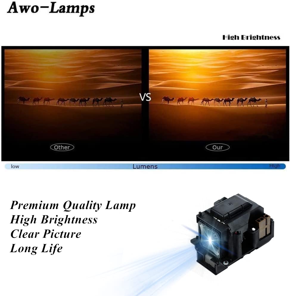 AWO VT75LP / LV-LP24 / 01-00161 Replacement Lamp Bulb with Housing for NEC LT280 LT380 VT470 VT670 VT676 LT375 VT675 for Canon LV-7240 LV-7245 LV-7255