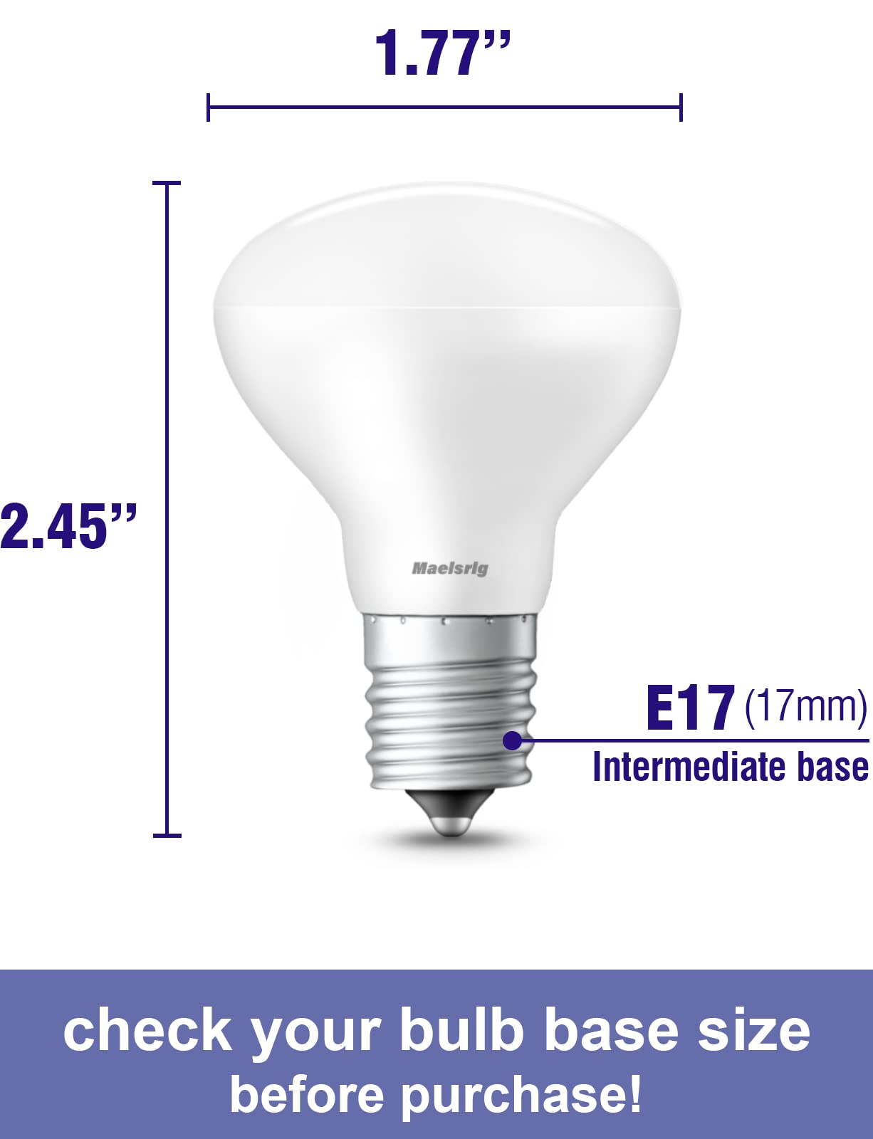 Maelsrlg E17 R14 LED Bulb Dimmable 4W(40W Equivalent) Small Light Bulb, E17 Intermediate Base, 300 Lumens, Curio Cabinet Light Bulb, Daylight White