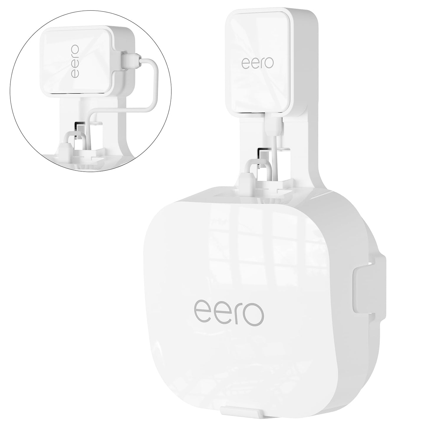 Relassy Wall Mount Holder for eero 6e/6, Outlet Stand Bracket Compatible with eero 6 Mesh Wi-Fi System Extender Router (1 Pack), No Messy Wires, Space