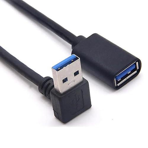 ALINNA 90 Degree USB 3.0 Extension Cable, Black USB 3.0 Male to Female Extender Cord 30cm (Up Angle)